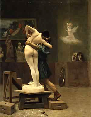 painting of Pygmalion and statue