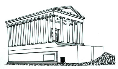 reconstruction drawing of Temple of Saturn