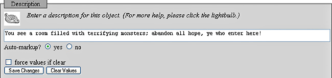 screenshot of edit description