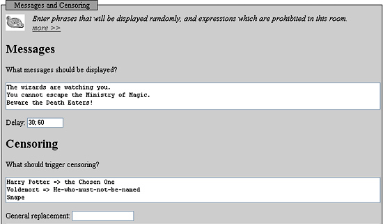screenshot of editing message room