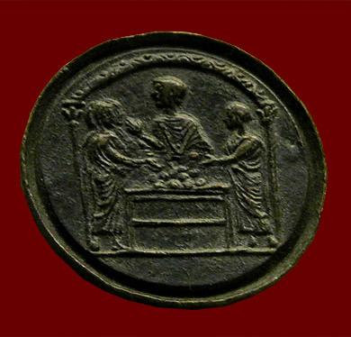 coin with banking or moneychanging scene