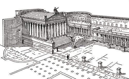 drawing of Forum of Augustus