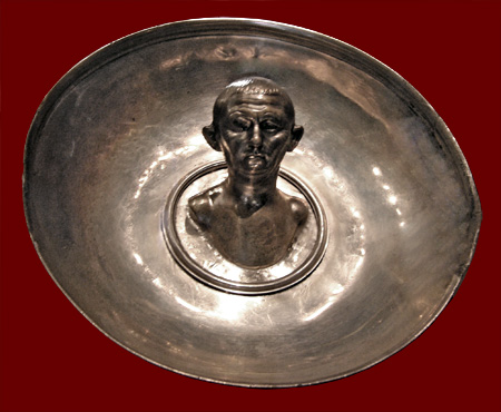 silver bowl with portrait