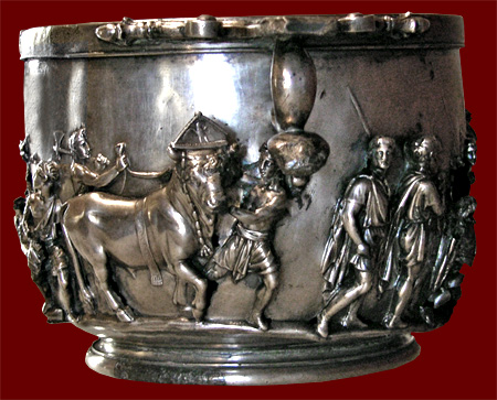 silver cup with triumph of Tiberius