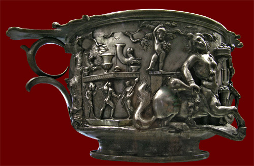 silver wine cup with Bacchic revels